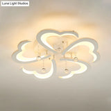Heart - Shaped Acrylic Flush Mount Light Fixture With 5/15 Lights In Warm/White/3 Color For Living