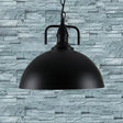 Hemisphere Porch Hanging Light - Rural Metallic Suspension Pendant With Black Finish & 1 Bulb