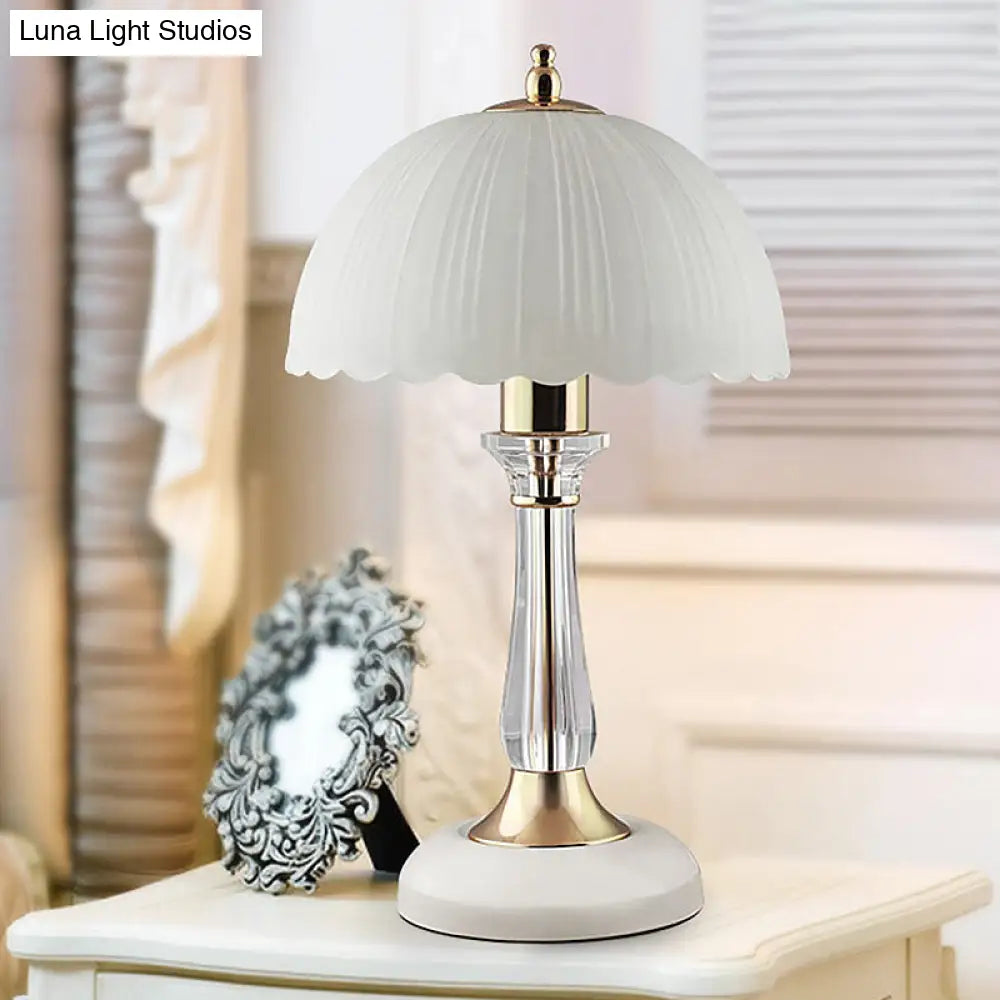 Hemisphere White Glass Task Lamp For Contemporary Living Room Reading - 1 Bulb Lighting