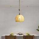 Hemispherical Farmhouse Hanging Lamp - 1-Light Hemp Rope Pendant Light For Dining Room 1 / Wood 12’