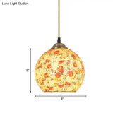 Hemispherical Tiffany Crackle Glass Pendant Light - Bronze Finish