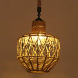 Hemp Rope Industrial Ceiling Pendant Light - Flaxen Single Hanging Fixture For Restaurants / H