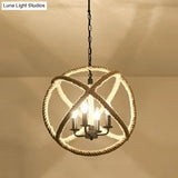 Hemp Rope Pendant Light - Antique 1-Light Fixture In Brown For Restaurants