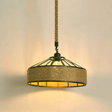 Hemp Rope Pendant Light - Antique 1-Light Fixture In Brown For Restaurants / C