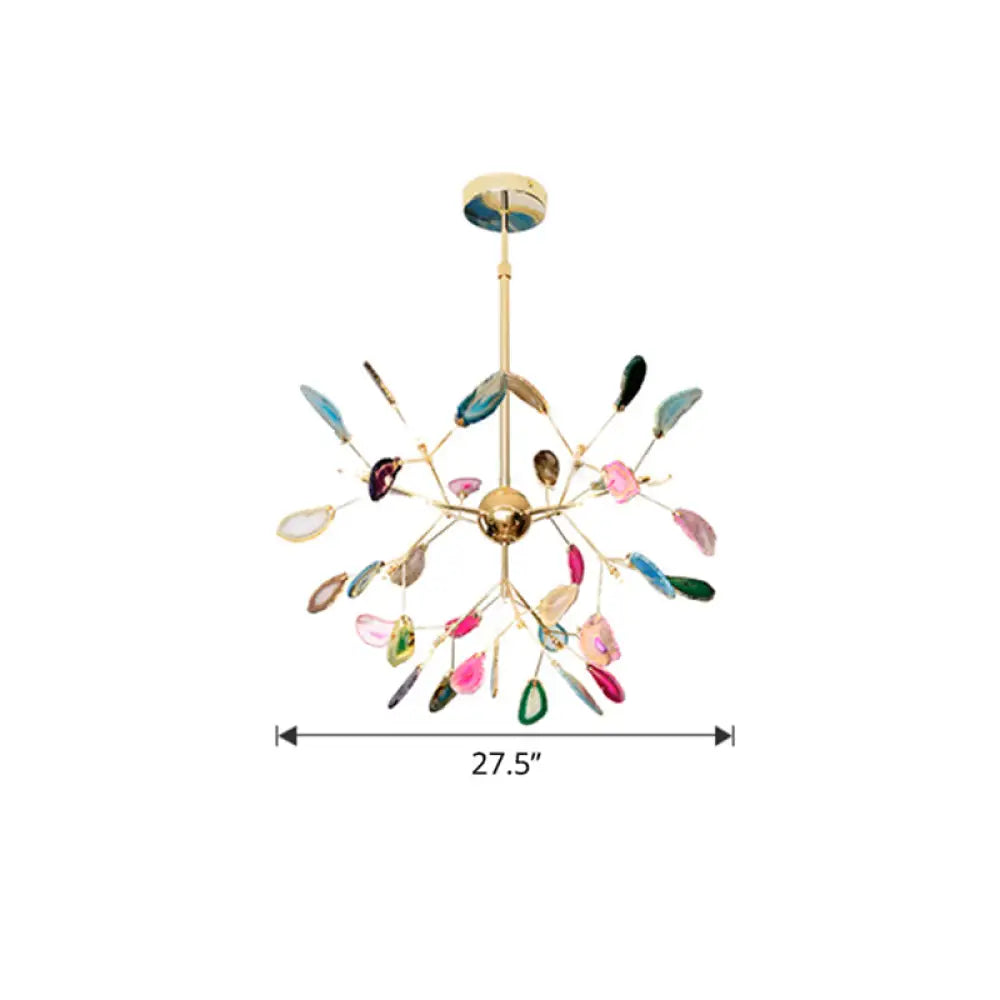 Heracleum Chandelier Agate Suspension Light In Modern Gold - Perfect For Living Rooms 20 /