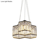 Hexagon Clear K9 Crystal Chandelier With 3/4 Pendant Lights Elegant Black Ceiling Fixture