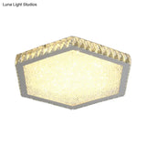 Hexagon Crystal Block Ceiling Lamp: Led Chrome Flush Mount For Warm/White Lighting