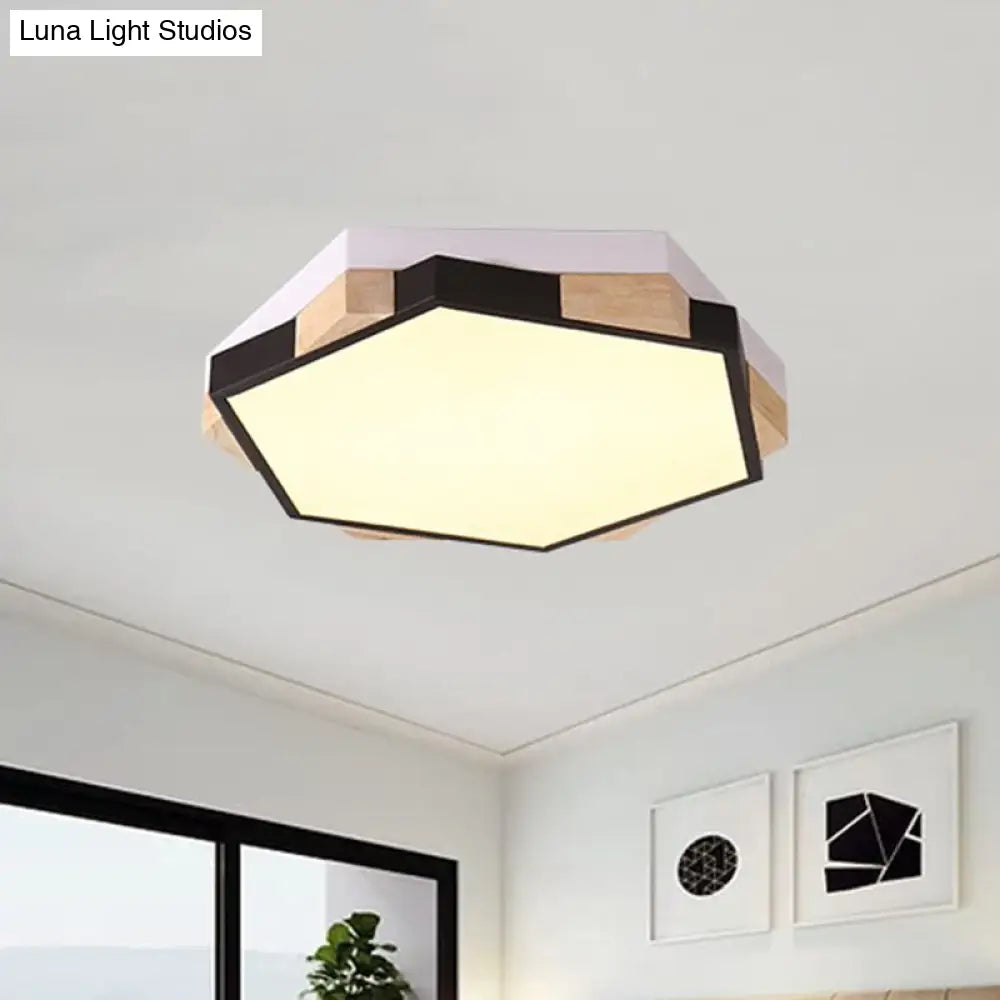 Hexagon Led Flush Ceiling Light - Acrylic Macaron Style Eye - Caring Lamp
