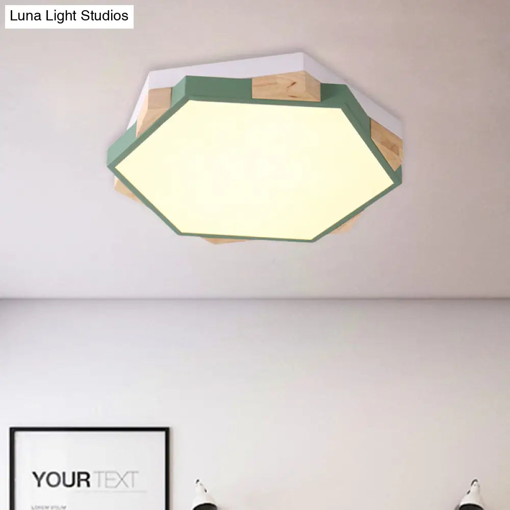 Hexagon Led Flush Ceiling Light - Acrylic Macaron Style Eye - Caring Lamp
