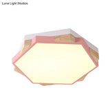 Hexagon Led Flush Ceiling Light - Acrylic Macaron Style Eye - Caring Lamp