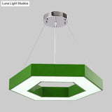 Hexagon Ring Led Chandelier In Vibrant Colors For Kindergarten Down Lighting