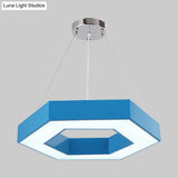 Hexagon Ring Led Chandelier In Vibrant Colors For Kindergarten Down Lighting