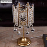 Hexagonal Crystal Strand Table Light - Traditional Bedroom Nightstand Lighting In Silver/Gold