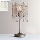 Hexagonal Crystal Strand Table Light - Traditional Bedroom Nightstand Lighting In Silver/Gold