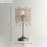 Hexagonal Crystal Strand Table Light - Traditional Bedroom Nightstand Lighting In Silver/Gold