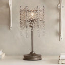 Hexagonal Crystal Strand Table Light - Traditional Bedroom Nightstand Lighting In Silver/Gold Silver