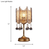 Hexagonal Crystal Strand Table Light - Traditional Bedroom Nightstand Lighting In Silver/Gold