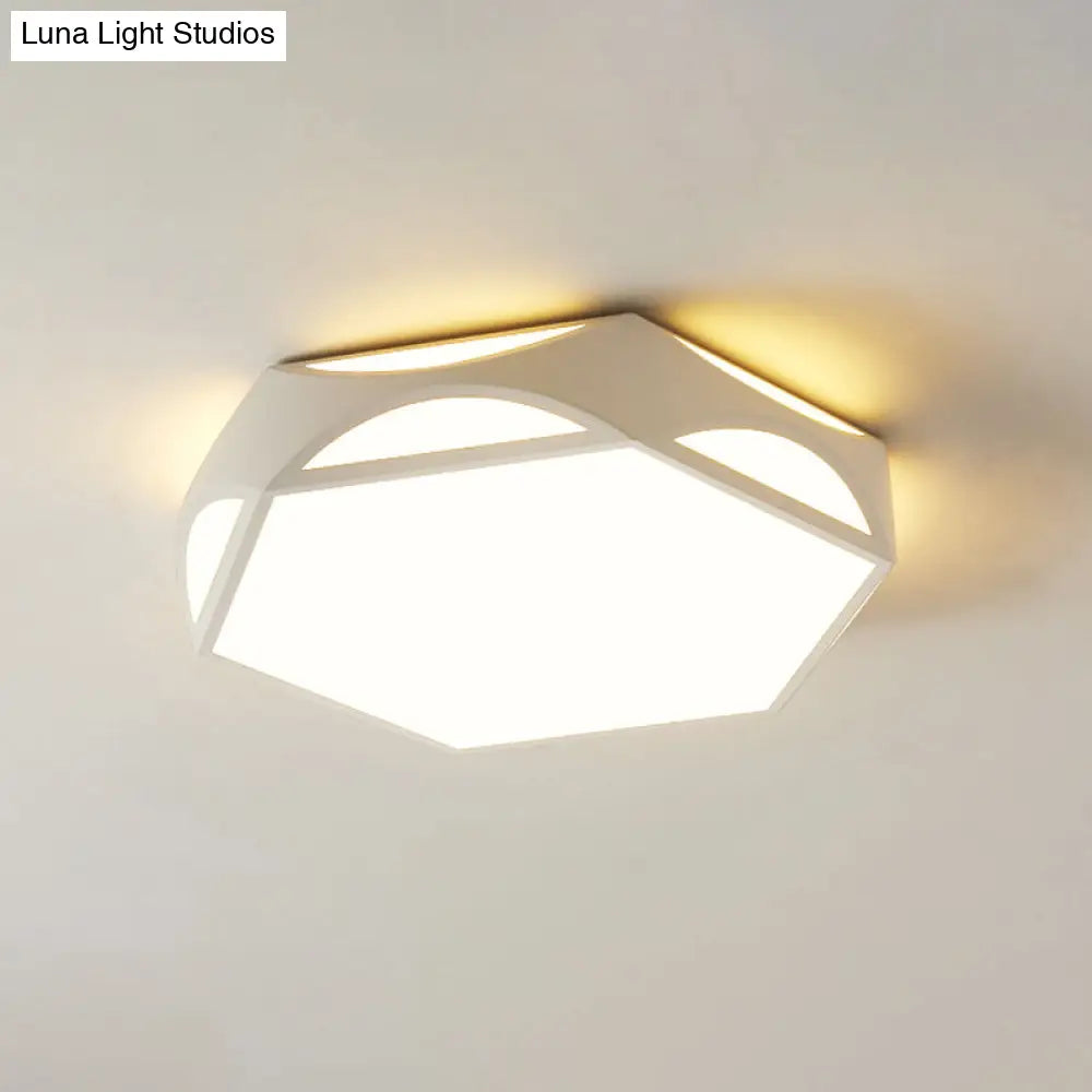Hexagonal Led Ceiling Light With Acrylic Diffuser And Modern Black/White Iron Finish