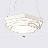 Hexagonal Led Chandelier With Modernist Design And Acrylic Shade - Tiered Suspension Lighting White