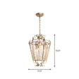 Hexagonal Pendant Chandelier: 3-Light Rustic Antiqued Gold Crystal Lighting For Living Room