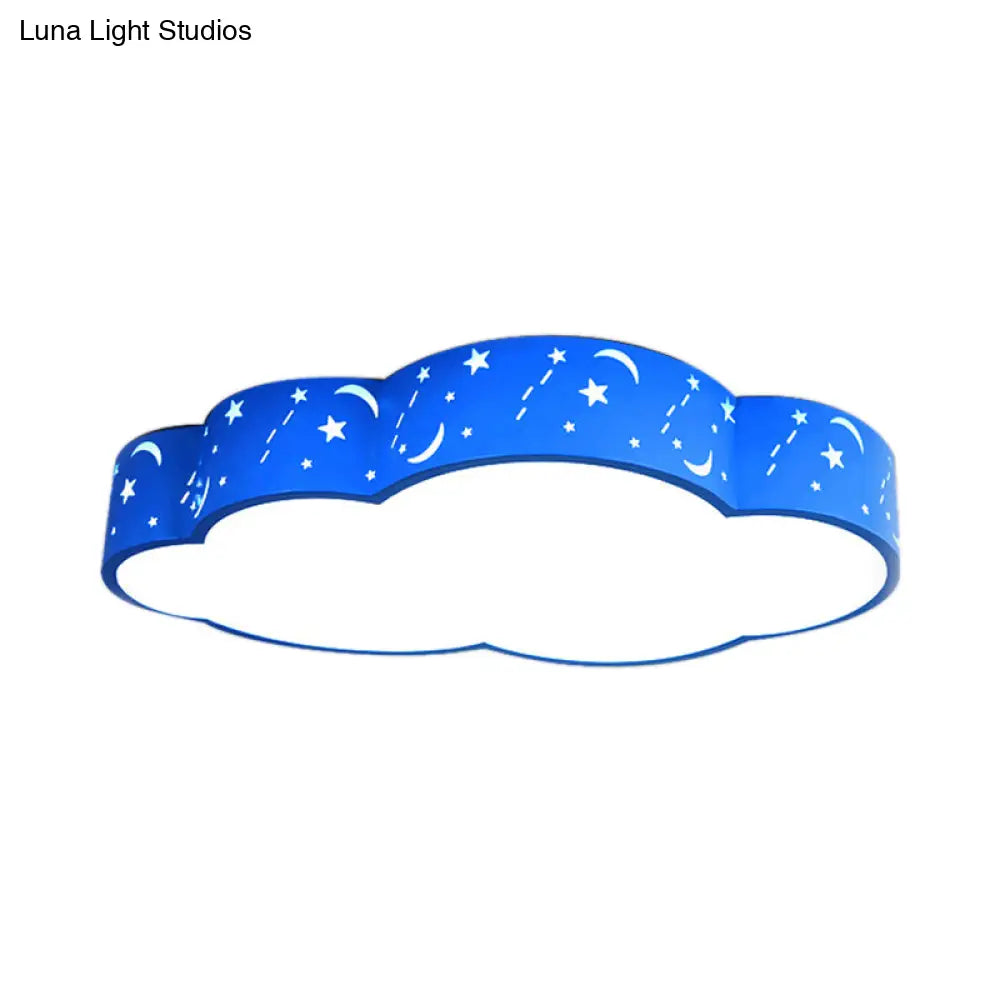 Hollow Cloud Cartoon Led Ceiling Lamp For Kids Bedroom With Metal Acrylic Mount Light