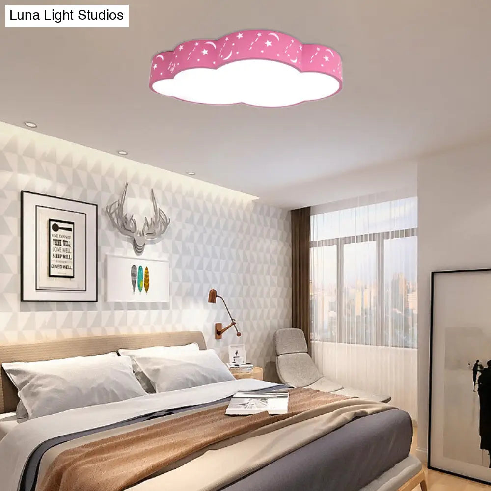 Hollow Cloud Cartoon Led Ceiling Lamp For Kids Bedroom With Metal Acrylic Mount Light