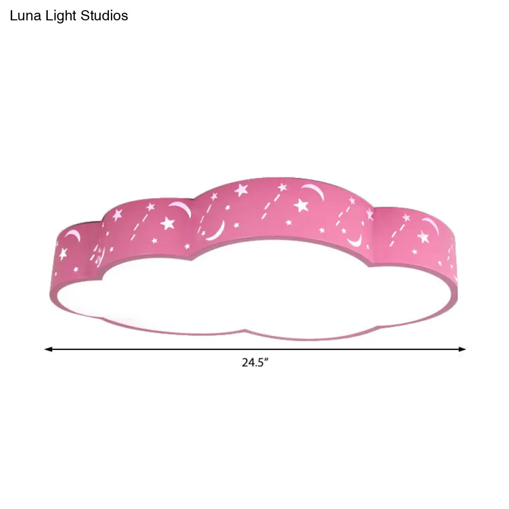 Hollow Cloud Cartoon Led Ceiling Lamp For Kids Bedroom With Metal Acrylic Mount Light