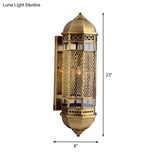 Hollow Out Arab Style Sconce: 1-Head Brass Wall Lamp For Stairs