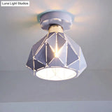Hollow Polyhedron Metal Ceiling Light For Balconies And Porches
