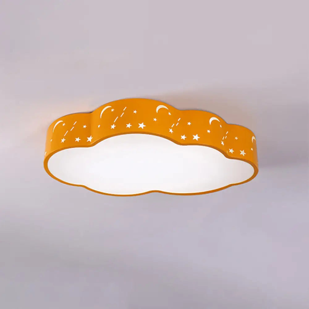 Hollowed-Out Cloud Led Flush Light: Macaron Acrylic Red/Yellow/Blue 20.5/24.5 Width