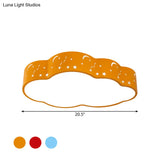 Hollowed-Out Cloud Led Flush Light: Macaron Acrylic Red/Yellow/Blue 20.5’/24.5’ Width
