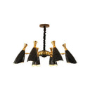 Horn-Shaped Led Suspension Light: Metallic Simplicity Chandelier For Living Room 6 / Black