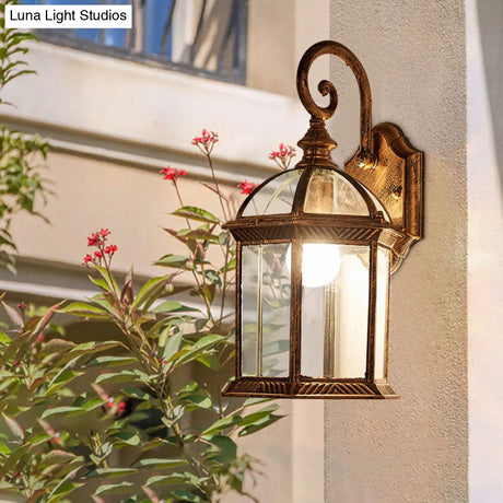 House Shaped Wall Mount Light With Clear Glass Ideal For Courtyard