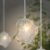 Ice Glass Hanging Ceiling Light - Minimalist Clear Pendant Lamp For Dining Room (1 Light)