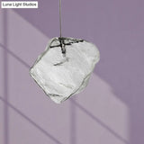 Ice Glass Hanging Ceiling Light - Minimalist Clear Pendant Lamp For Dining Room (1 Light)