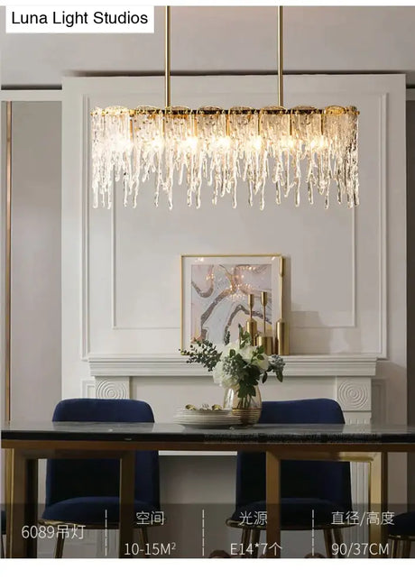 Icicle Nordic All copper modern luxury crystal rectangular chandelier Chandelier