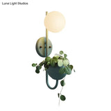 Industrial 1-Light Led Metal Sconce In Yellow/Blue/Green For Plant Wall Mount Lighting Restaurants