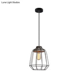 Industrial 1-Light Pendant Fixture With Cone/Cylinder/Triangle Iron Design In Black - Cement Socket