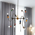 Industrial 10-Light Black Windmill Iron Hanging Light Kit With Billiard Deco And Chain - Ideal For