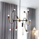 Industrial 10-Light Black Windmill Iron Hanging Light Kit With Billiard Deco And Chain - Ideal For