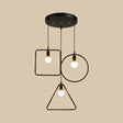 Industrial 3-Light Geometric Metal Frame Pendant With Black Finish For Dining Room Ceiling / Round