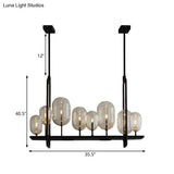 Industrial Amber Glass Hanging Light Fixture - Capsule Restaurant Island Lighting (6/8 Bulbs Black)