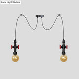 Industrial Amber Glass Swag Pendant Light Fixture With Led Multi Ceiling And Valve Deco - Globe