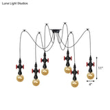Industrial Amber Glass Swag Pendant Light Fixture With Led Multi Ceiling And Valve Deco - Globe