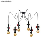 Industrial Amber Glass Swag Pendant Light Fixture With Led Multi Ceiling And Valve Deco - Globe