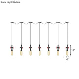 Industrial Amber Glass Tandem Multi-Pendant Hanging Lamp Kit - Black Capsule 3/5/7-Light Design
