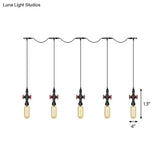 Industrial Amber Glass Tandem Multi-Pendant Hanging Lamp Kit - Black Capsule 3/5/7-Light Design