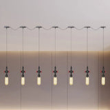 Industrial Amber Glass Tandem Multi-Pendant Hanging Lamp Kit - Black Capsule 3/5/7-Light Design