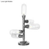 Industrial Antique Black Glass Desk Lamp | 4/5-Light Clear/Amber Capsule Living Room Task Lighting