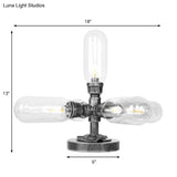 Industrial Antique Black Glass Desk Lamp | 4/5-Light Clear/Amber Capsule Living Room Task Lighting